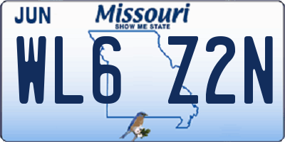 MO license plate WL6Z2N