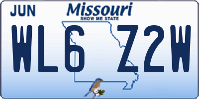 MO license plate WL6Z2W