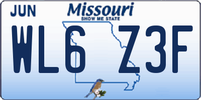 MO license plate WL6Z3F