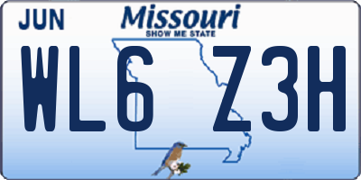 MO license plate WL6Z3H