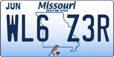MO license plate WL6Z3R