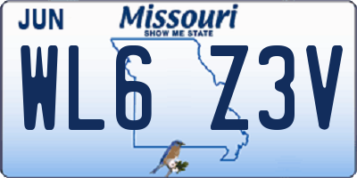 MO license plate WL6Z3V