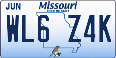 MO license plate WL6Z4K
