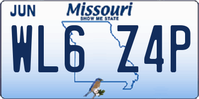MO license plate WL6Z4P
