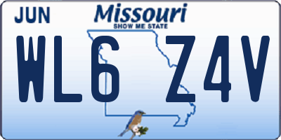 MO license plate WL6Z4V