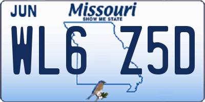 MO license plate WL6Z5D
