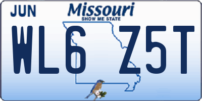 MO license plate WL6Z5T