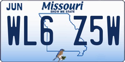 MO license plate WL6Z5W