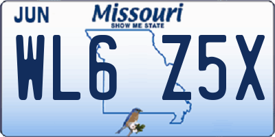 MO license plate WL6Z5X