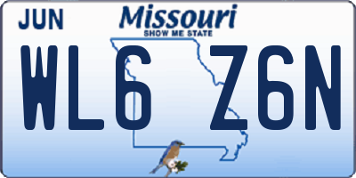 MO license plate WL6Z6N