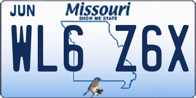 MO license plate WL6Z6X