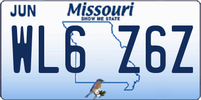 MO license plate WL6Z6Z
