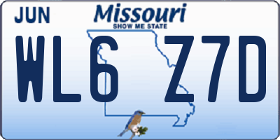 MO license plate WL6Z7D