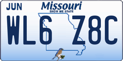 MO license plate WL6Z8C