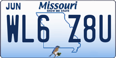 MO license plate WL6Z8U