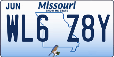 MO license plate WL6Z8Y