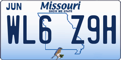 MO license plate WL6Z9H