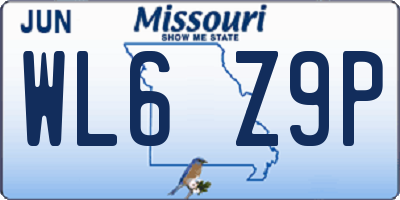 MO license plate WL6Z9P
