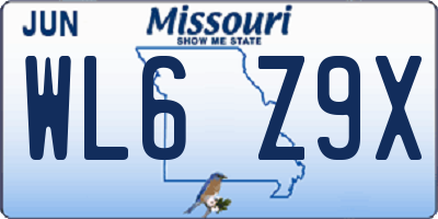 MO license plate WL6Z9X