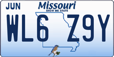 MO license plate WL6Z9Y