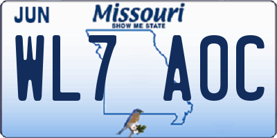 MO license plate WL7A0C