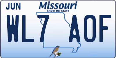 MO license plate WL7A0F