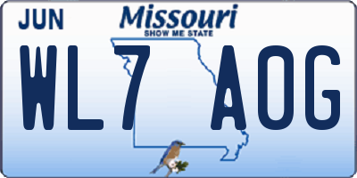 MO license plate WL7A0G
