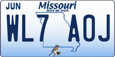 MO license plate WL7A0J