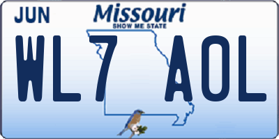 MO license plate WL7A0L