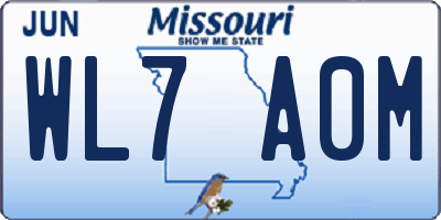 MO license plate WL7A0M