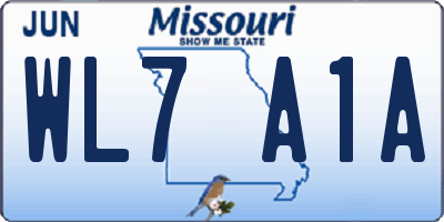 MO license plate WL7A1A