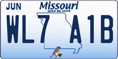 MO license plate WL7A1B