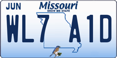 MO license plate WL7A1D