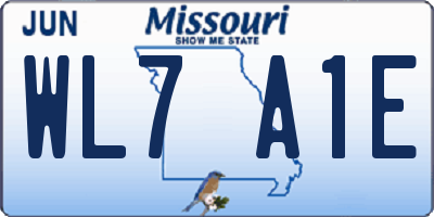 MO license plate WL7A1E
