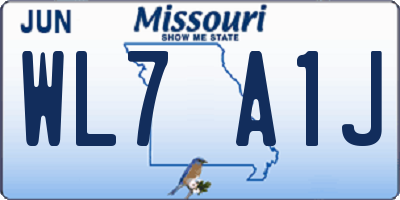 MO license plate WL7A1J