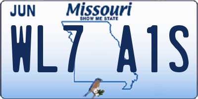 MO license plate WL7A1S