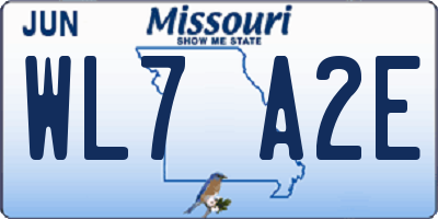 MO license plate WL7A2E