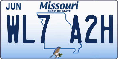 MO license plate WL7A2H