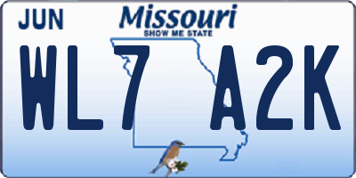 MO license plate WL7A2K