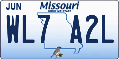 MO license plate WL7A2L