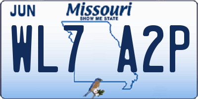 MO license plate WL7A2P