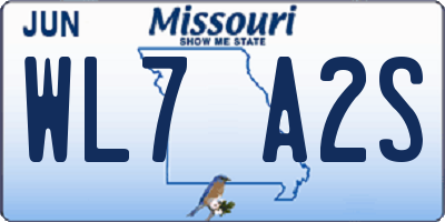MO license plate WL7A2S