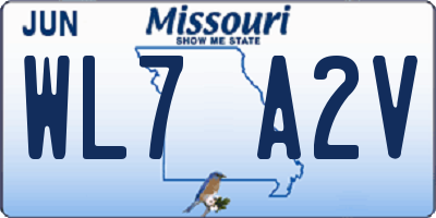 MO license plate WL7A2V