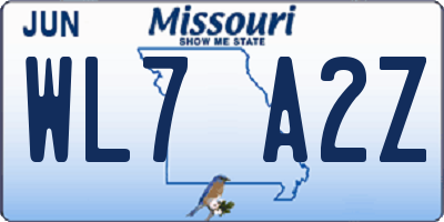 MO license plate WL7A2Z