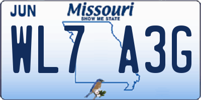 MO license plate WL7A3G