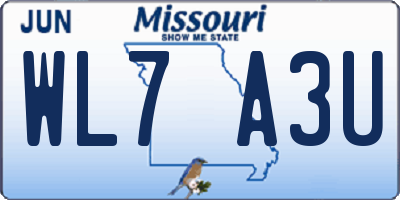MO license plate WL7A3U
