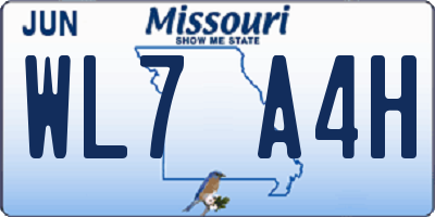MO license plate WL7A4H