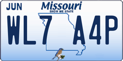 MO license plate WL7A4P
