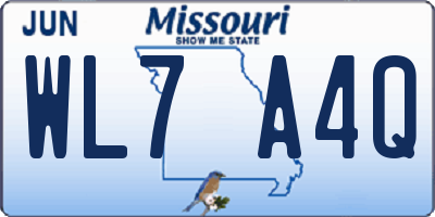 MO license plate WL7A4Q