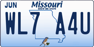 MO license plate WL7A4U